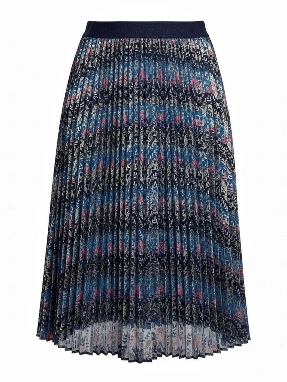 LuLaRoe Jill Elegant Collection Pleated Skirt Midi Skirt Blue ,silver and pink s